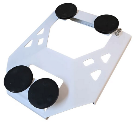 White metal bracket with four magnetic brackets
