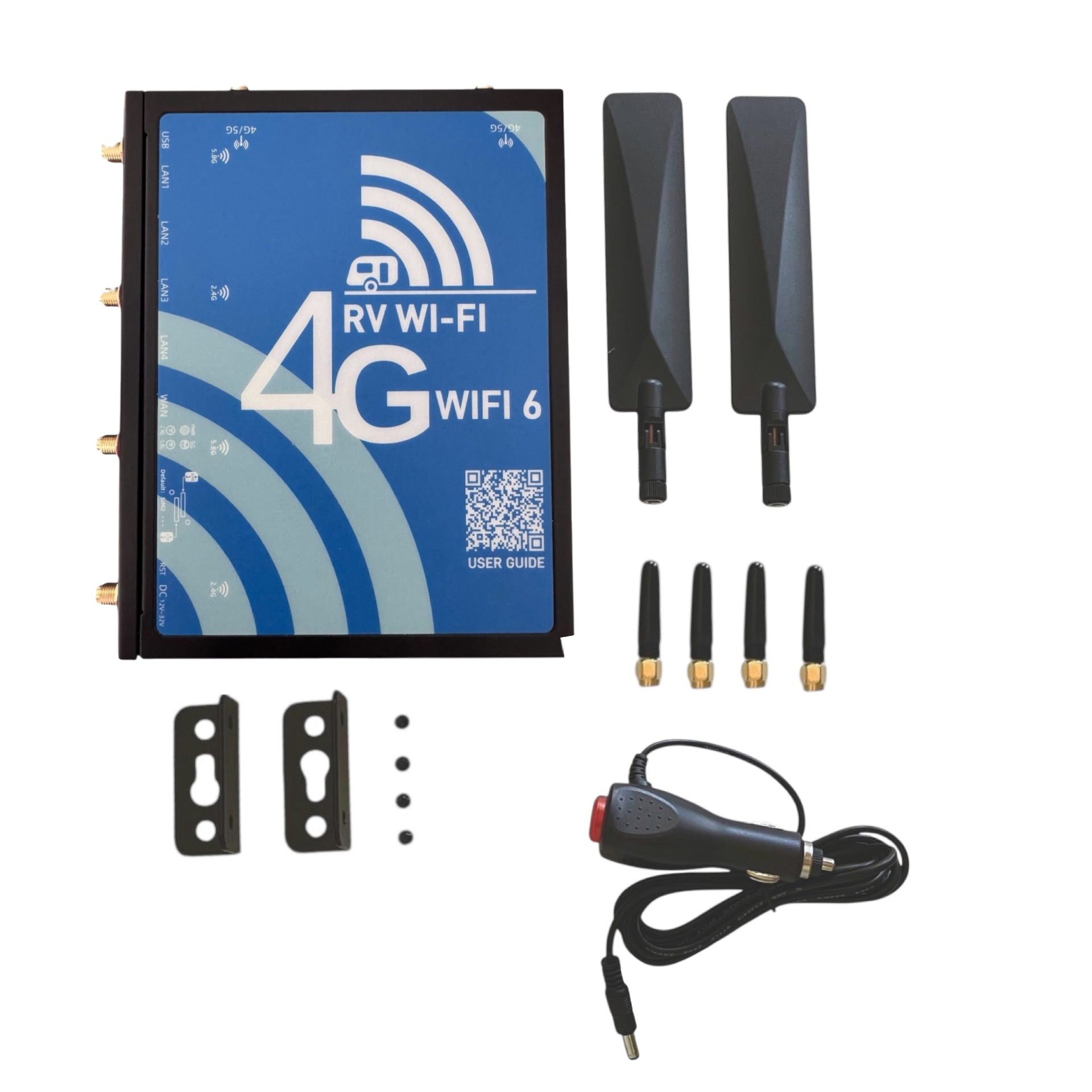 RV WIFI 4G WIFI router, Antenna's, Power cord and brackets