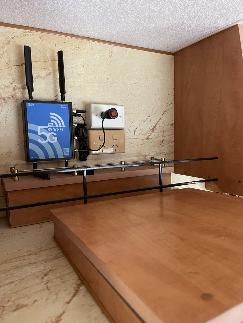 RV WIFI 5G router mounted in a caravan
