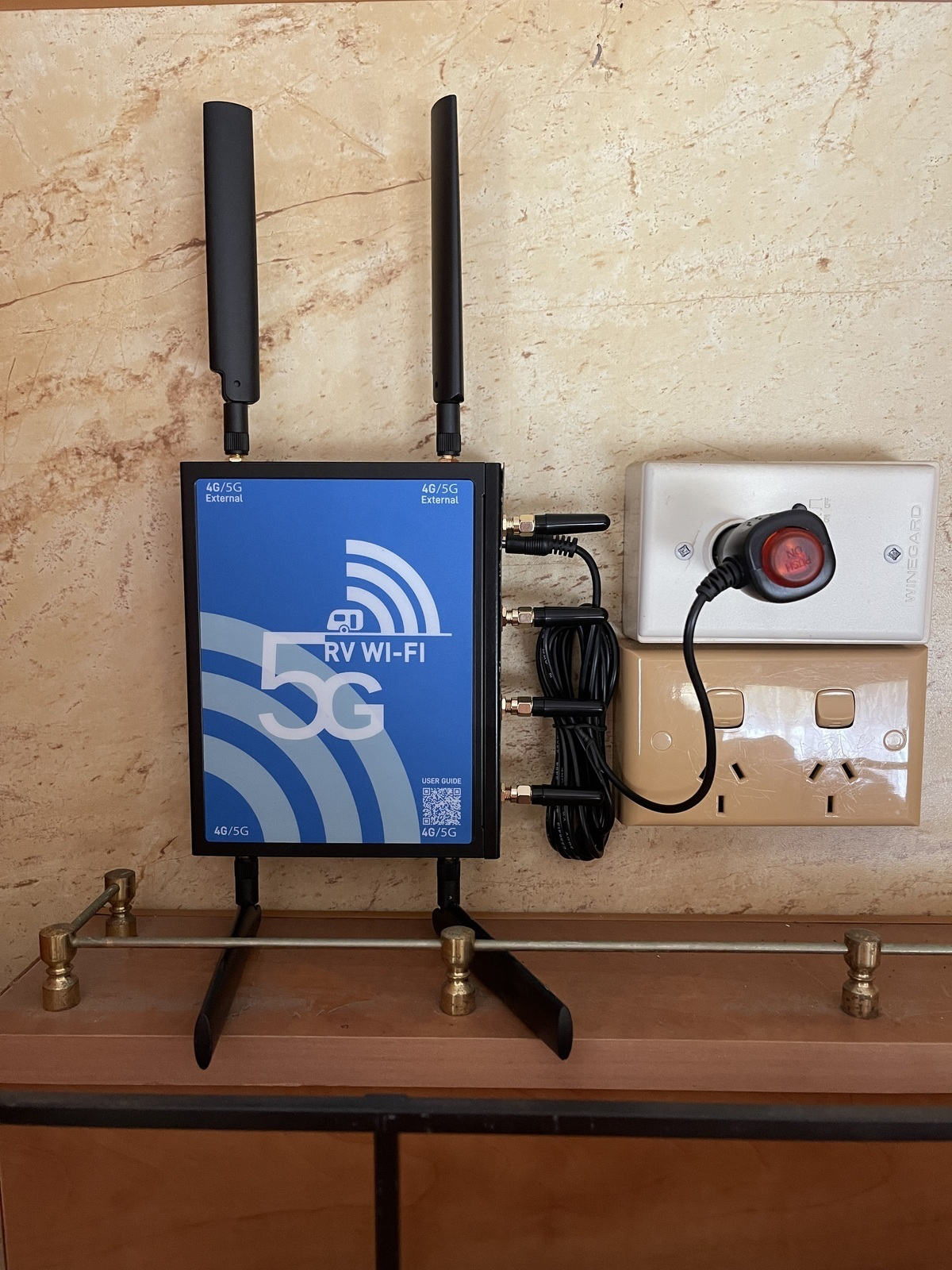 RV WIFI 5G router mounted in a caravan