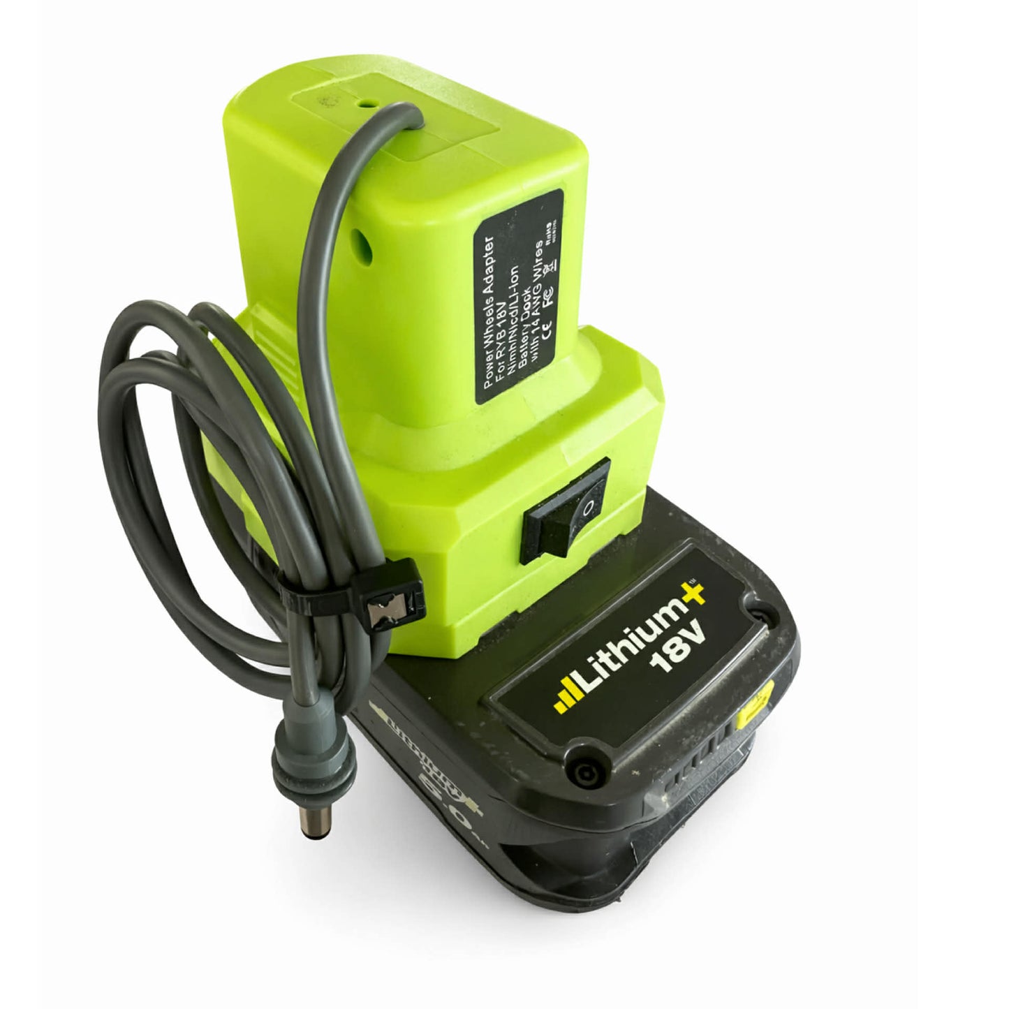 Ryobi adapter for Starlink MINI attached to Ryobi battery